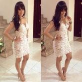 Vestido de renda Slim Fit  Crochet branco sexy